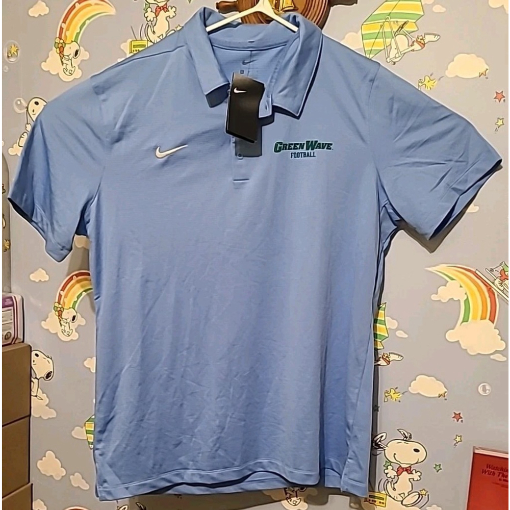 Tulane Green Wave Football Nike Polo Men's Size Large Blue New With Tags NCAA